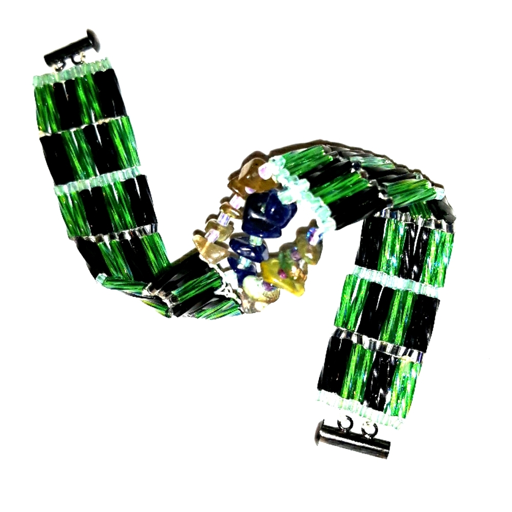 Handmade Bracelet Glass beads with gemstones